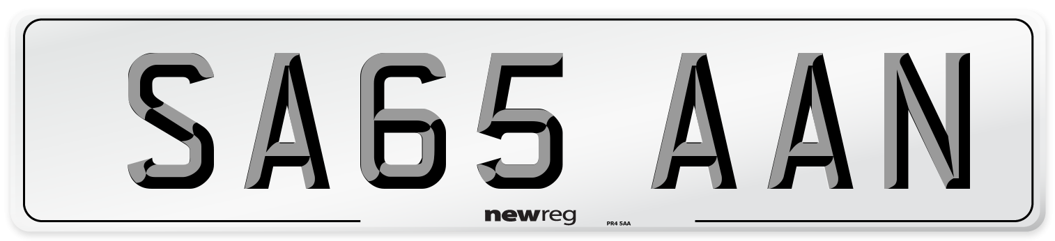 SA65 AAN Number Plate from New Reg
